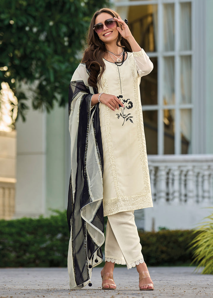 Readymade Elegant White Salwar Kameez