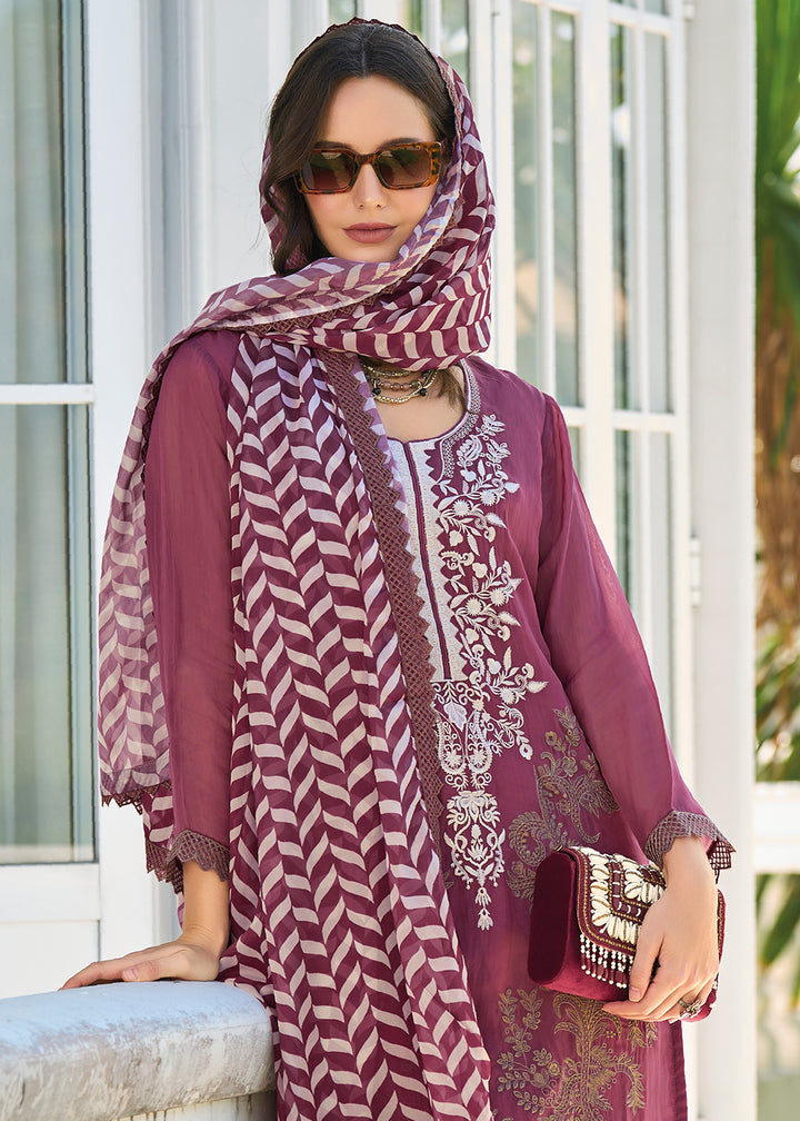 Readymade Exquisite Wine Designer Salwar Kameez