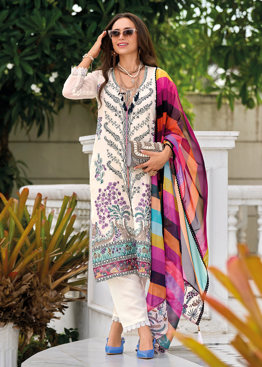 Readymade Elegant White Salwar Kameez