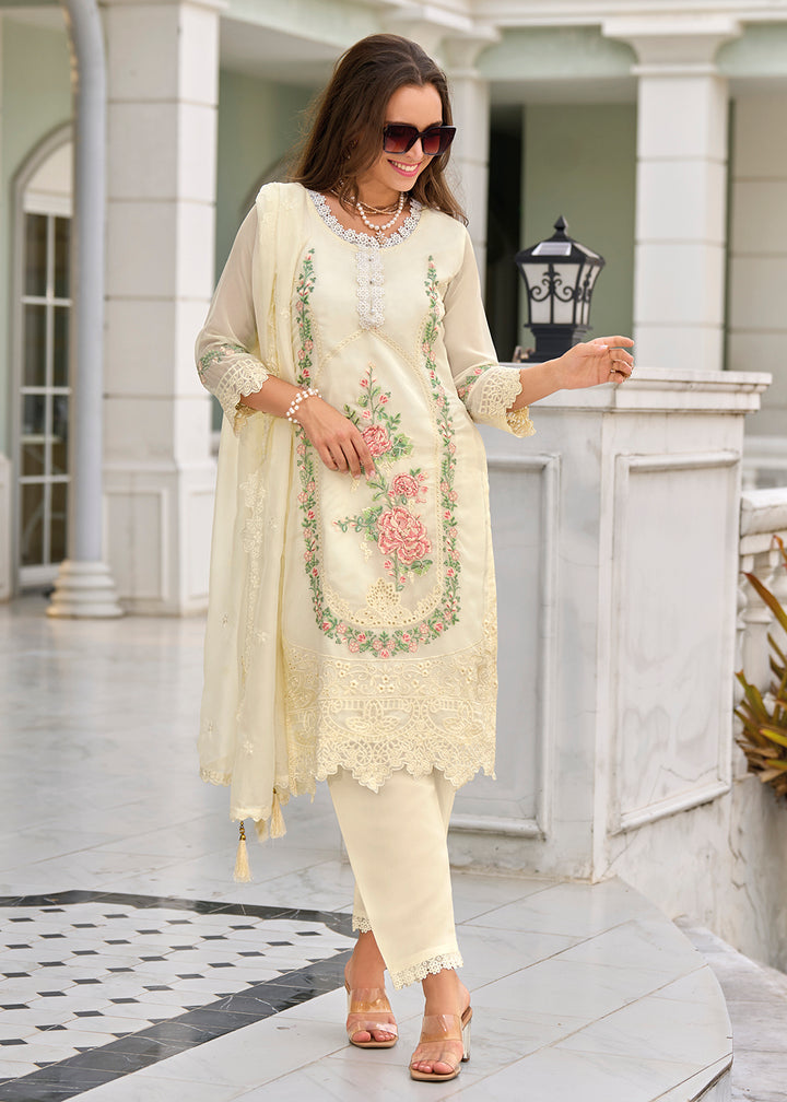 Readymade Exquisite Off-White Salwar Kameez