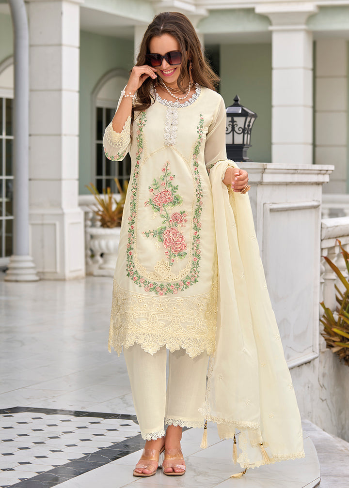 Readymade Exquisite Off-White Salwar Kameez