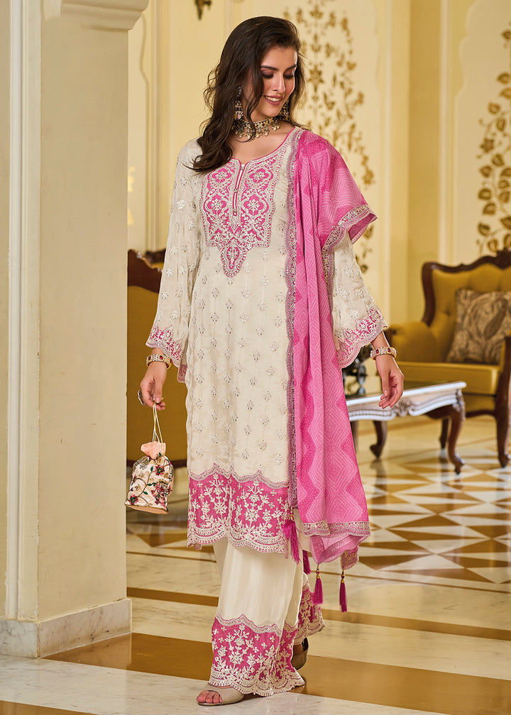 Readymade Elegant White Salwar Kameez