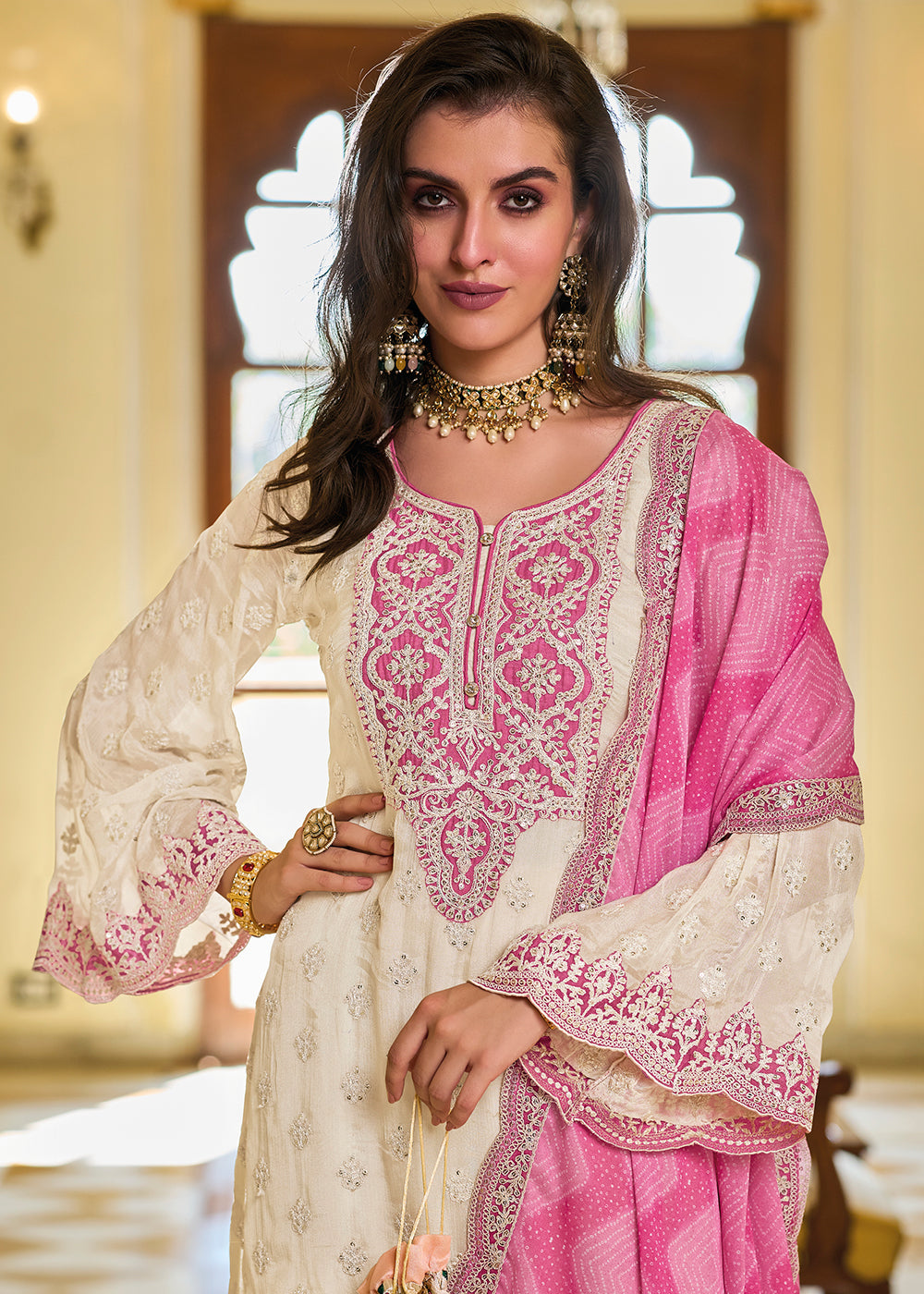 Readymade Elegant White Salwar Kameez