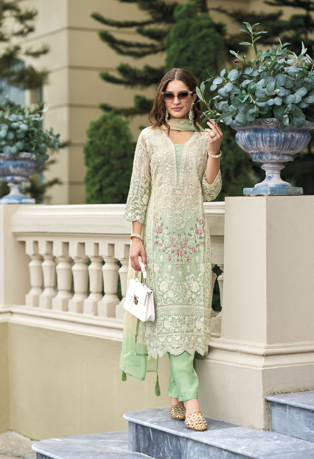 Readymade Elegant Light Green Designer Salwar Kameez