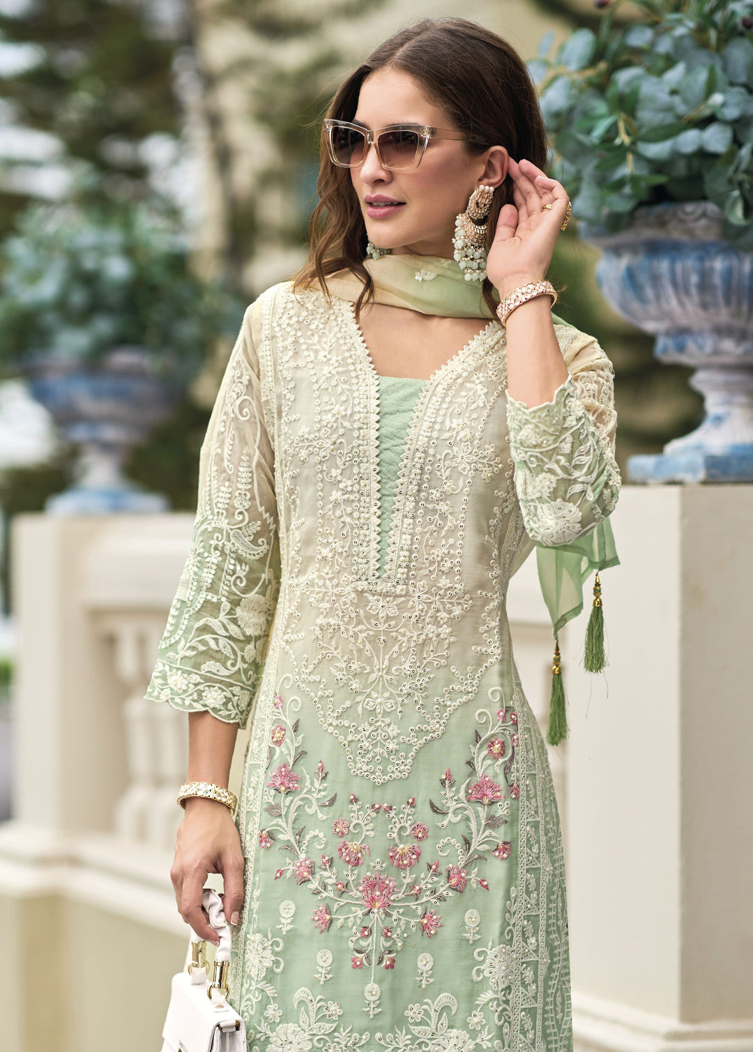 Readymade Elegant Light Green Designer Salwar Kameez