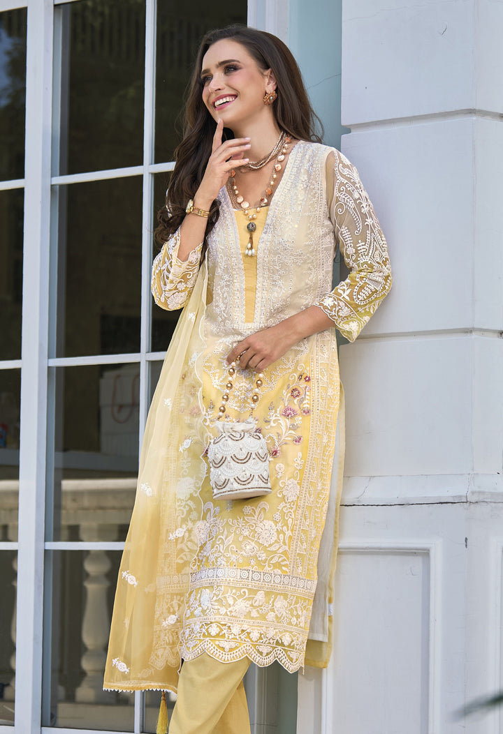 Readymade Elegant Light Yellow Designer Salwar Kameez
