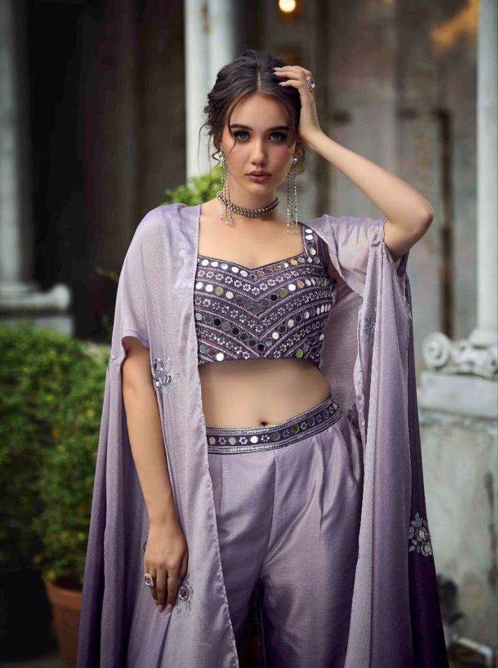 New Exclusive Embroidered Stitched Purple Koti Style CO-ORDS Palazzo