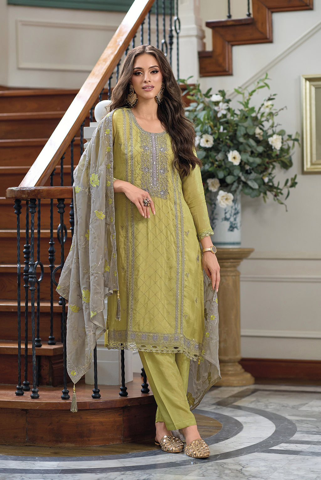 Readymade Lemon Yellow Designer Salwar Kameez