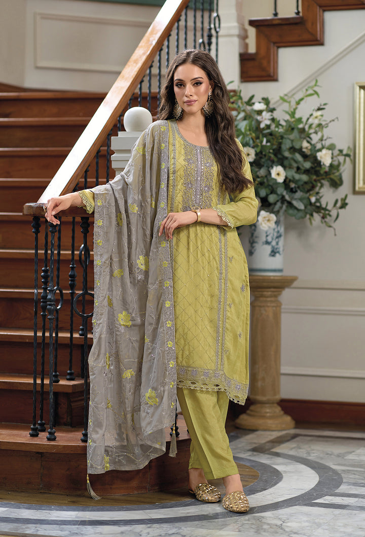 Readymade Lemon Yellow Designer Salwar Kameez