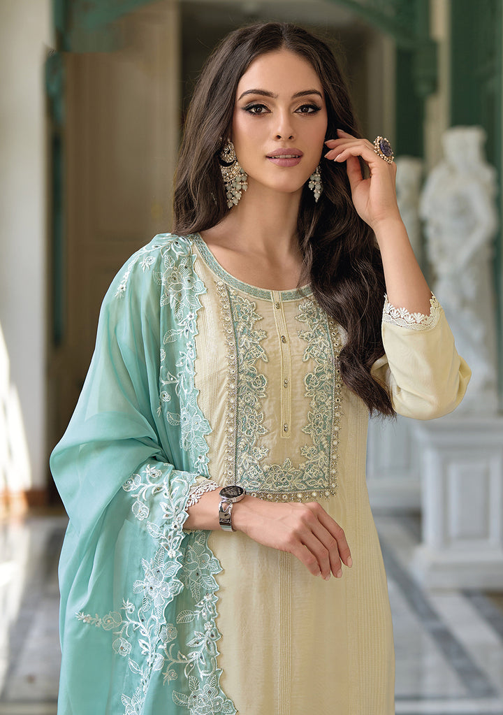 Readymade Light Yellow Designer Salwar Kameez