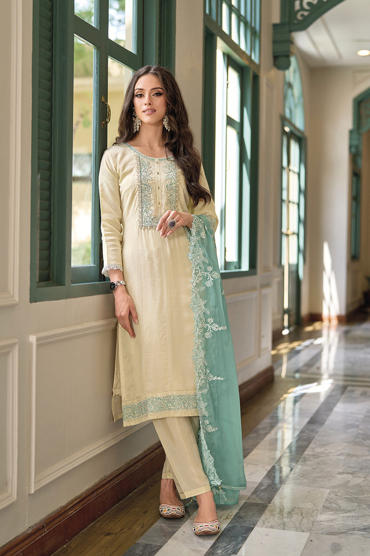 Readymade Light Yellow Designer Salwar Kameez