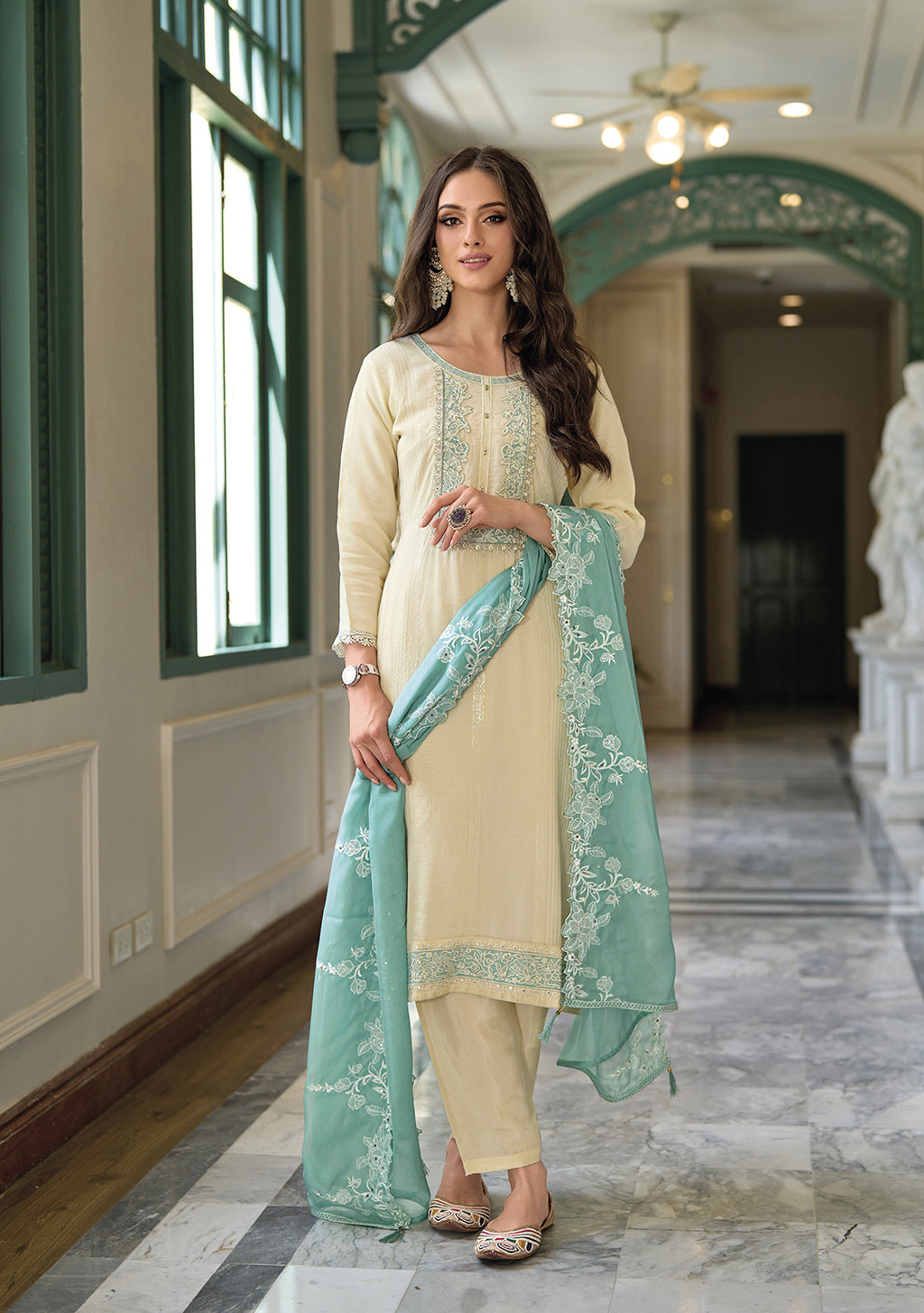 Readymade Light Yellow Designer Salwar Kameez