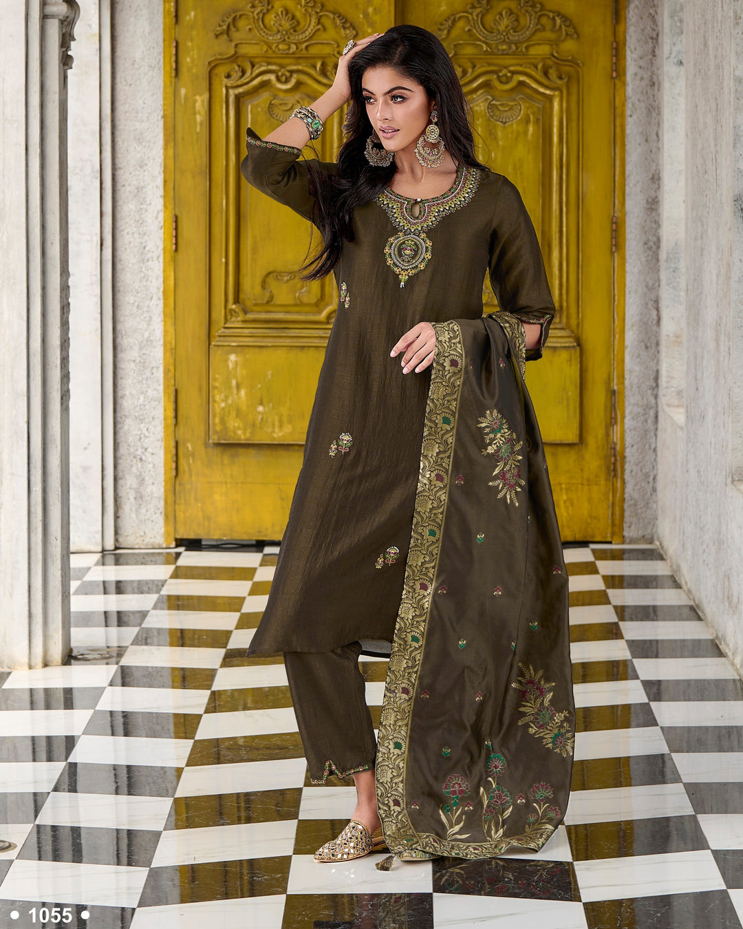 Designer Readymade Salwar Kameez in Mehndi Green