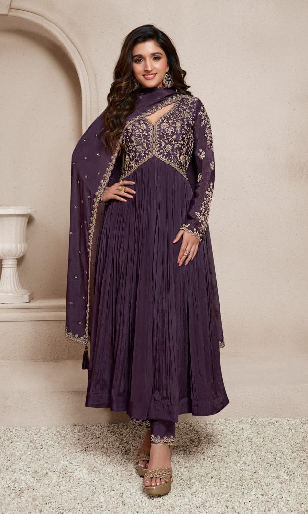 Readymade Royal Purple Radiance Anarkali Salwar Kameez