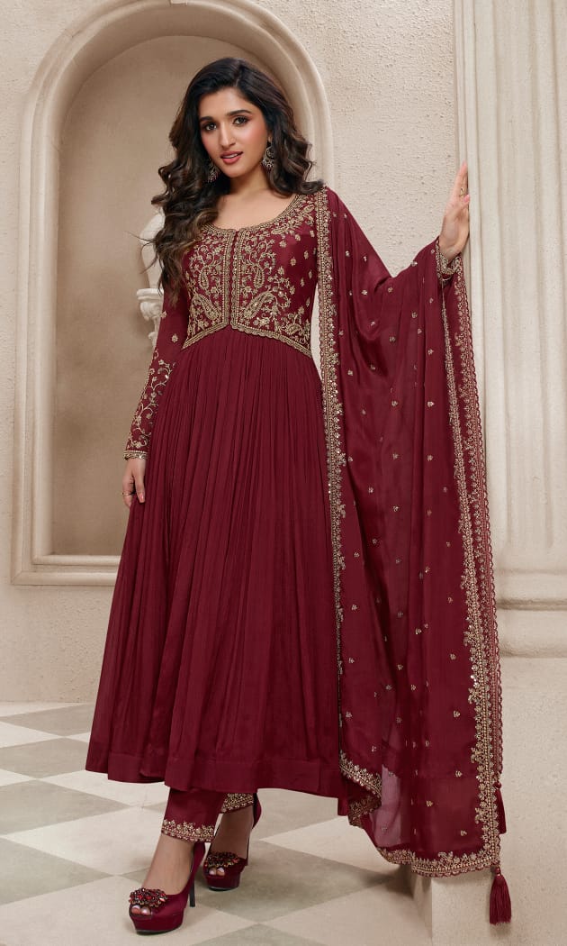 Readymade Red Radiance Anarkali Salwar Kameez