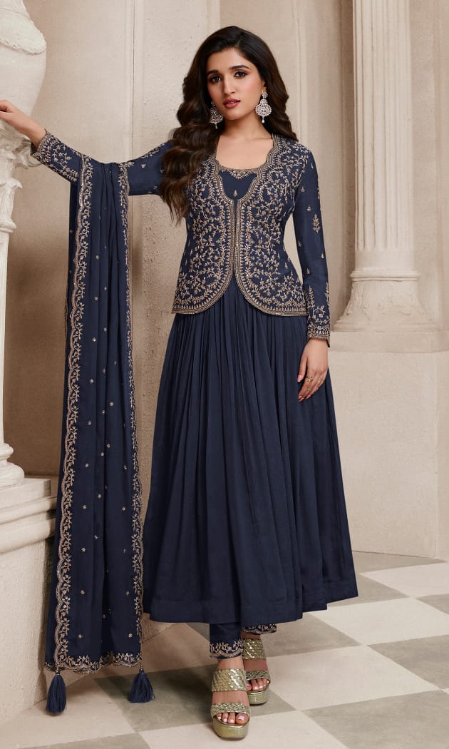 Readymade Navy Blue Anarkali Salwar Kameez