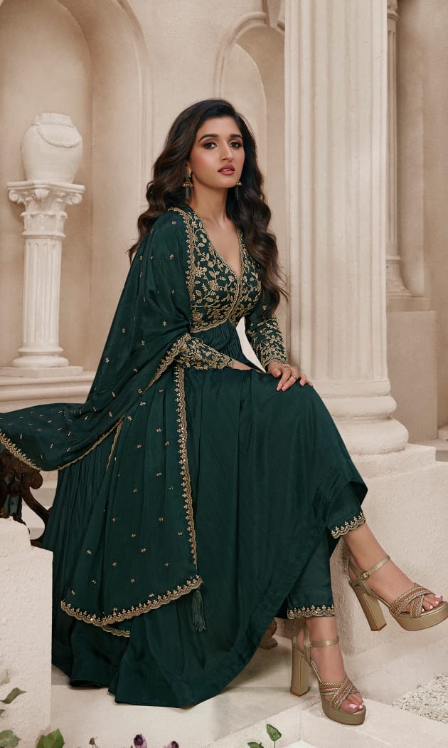 Readymade Enchanting Green Anarkali Salwar Kameez