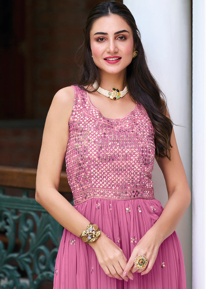 Pink Elegance at Ethnic Gallery: Designer Readymade Partywear jump suit Salwar Kameez