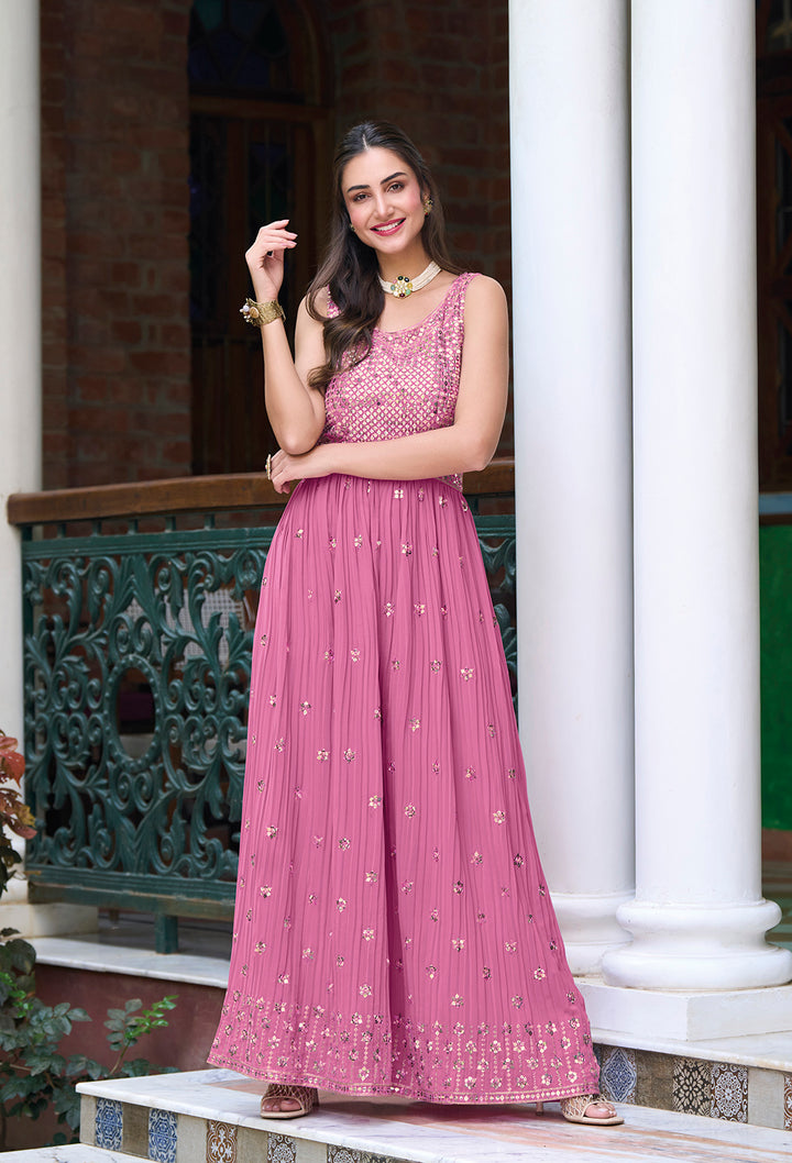 Pink Elegance at Ethnic Gallery: Designer Readymade Partywear jump suit Salwar Kameez