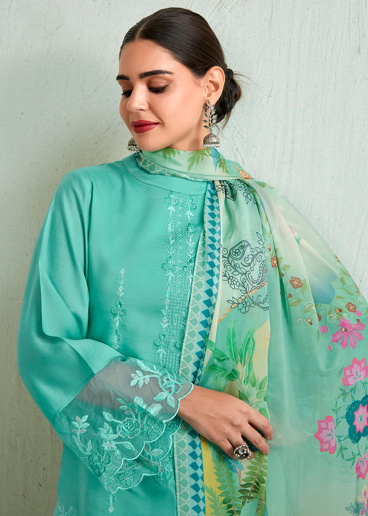 Redaymade Exquisite Bottle Green Salwar Kameez