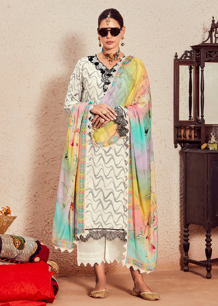 Readymade  Elegant White Designer Salwar Kameez