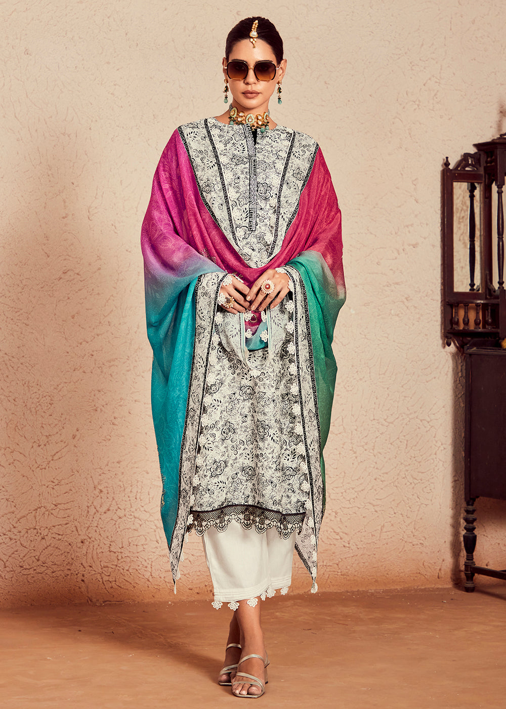 Readymade Elegant White Designer Salwar Kameez