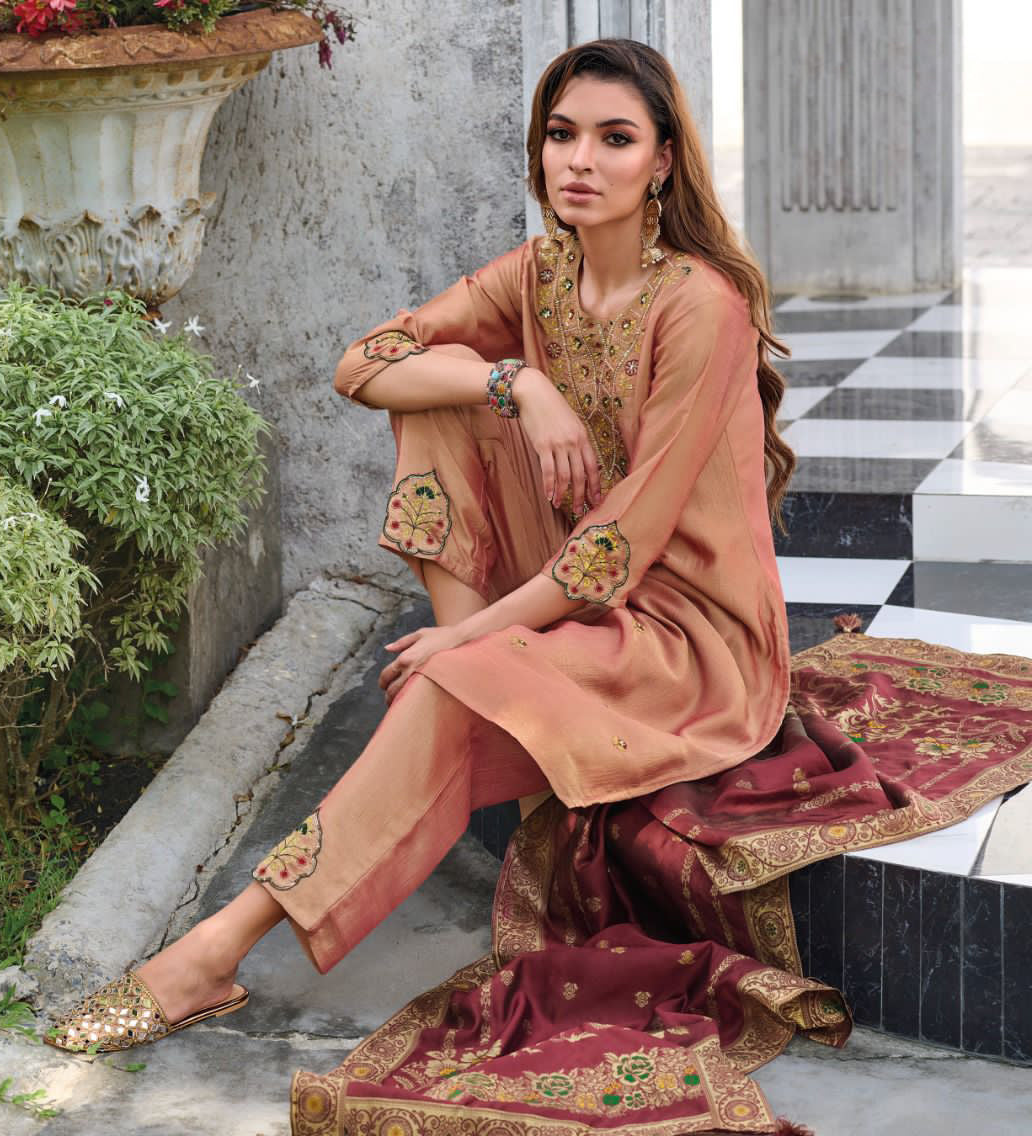 Designer Readymade Salwar Kameez in Peach