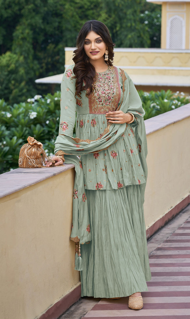 Readymade Designer Palazzo Style light green Salwar Kameez