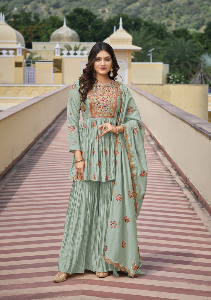 Readymade Designer Palazzo Style light green Salwar Kameez