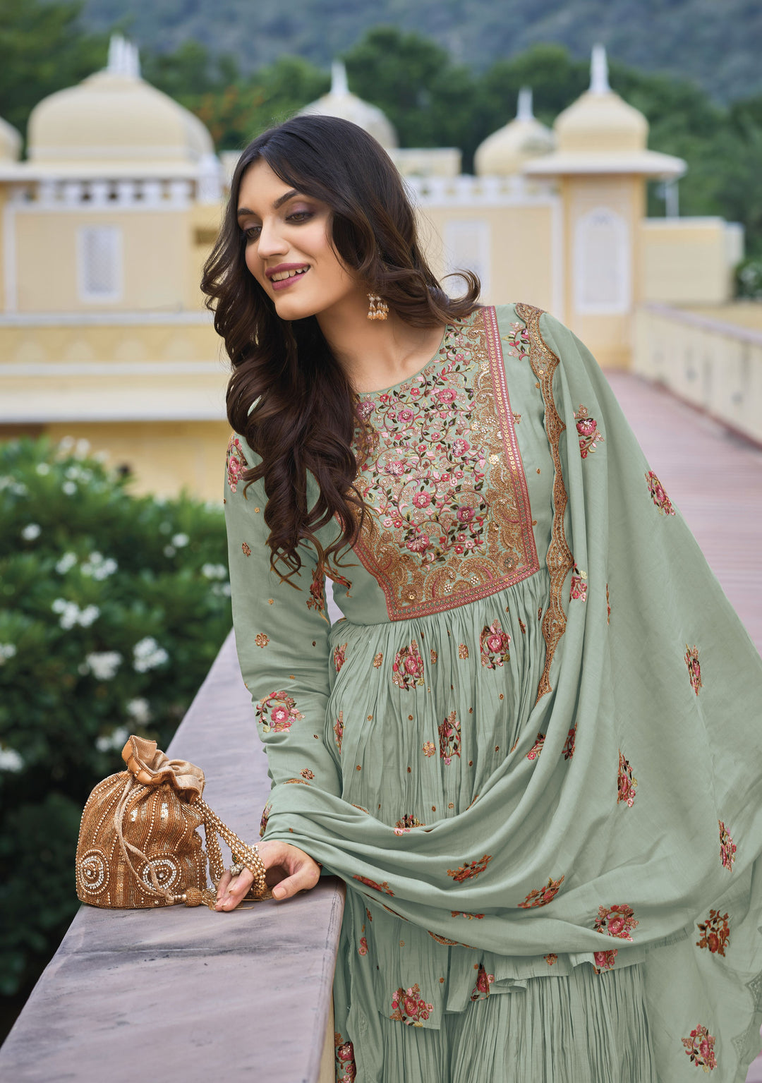 Readymade Designer Palazzo Style light green Salwar Kameez