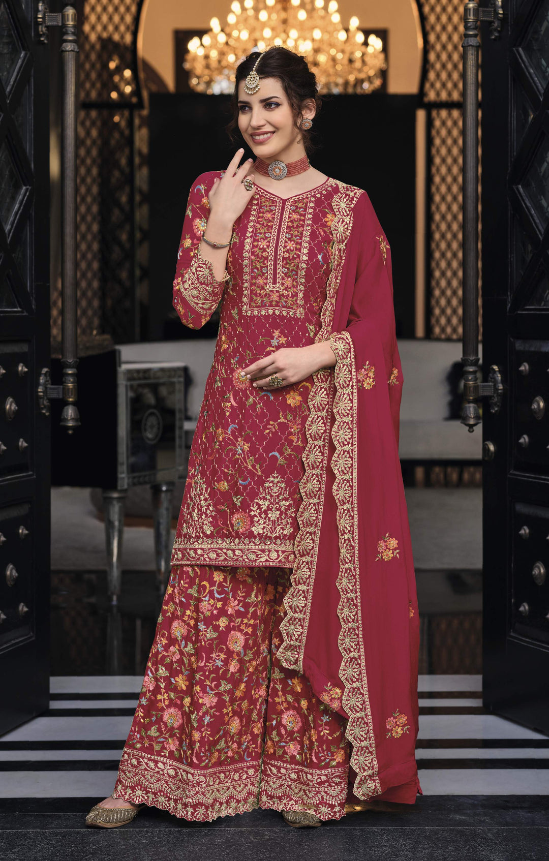 Readymade Ravishing Red Elegance Designer Salwar Kameez