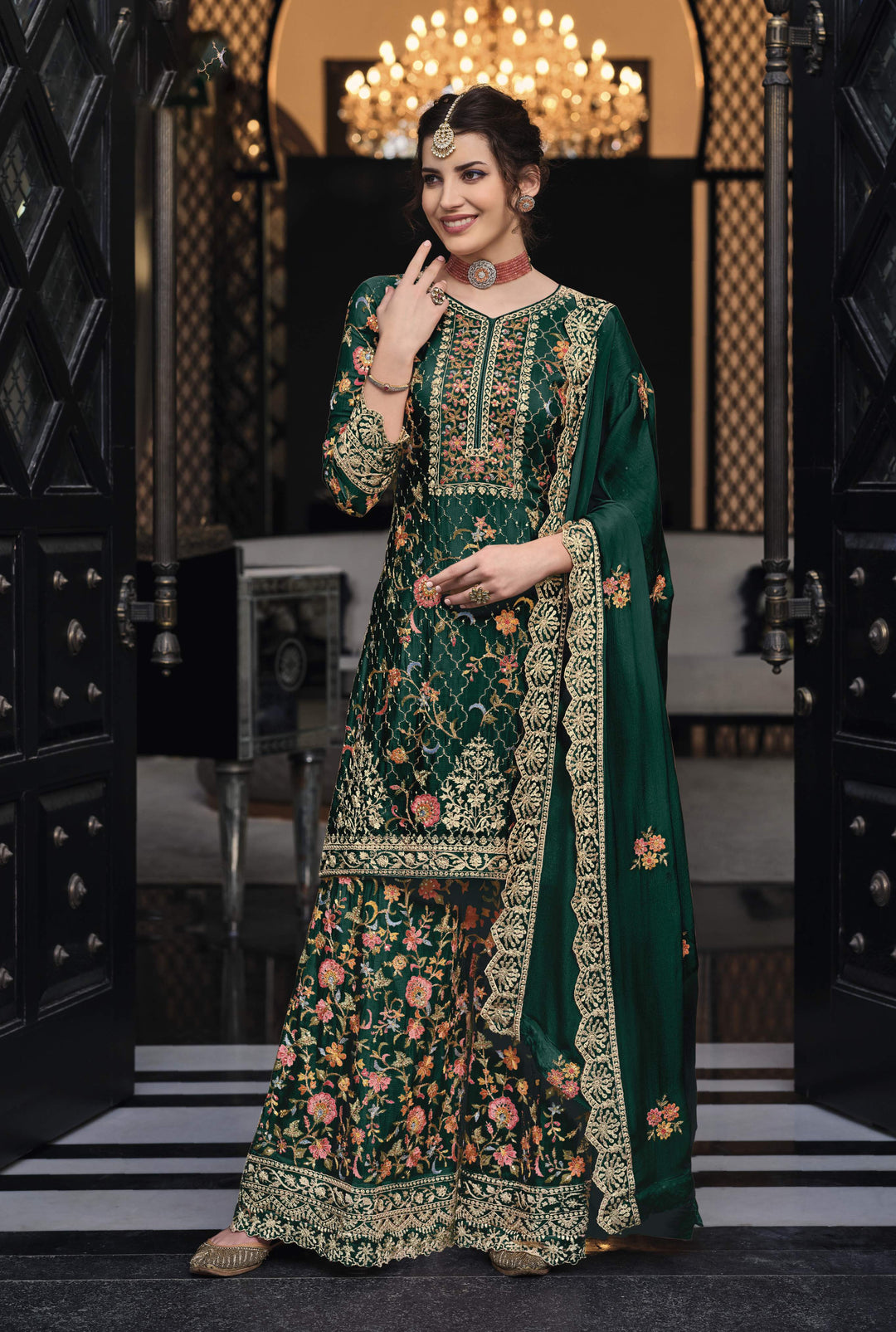 Readymade Green Symphony Designer Salwar Kameez