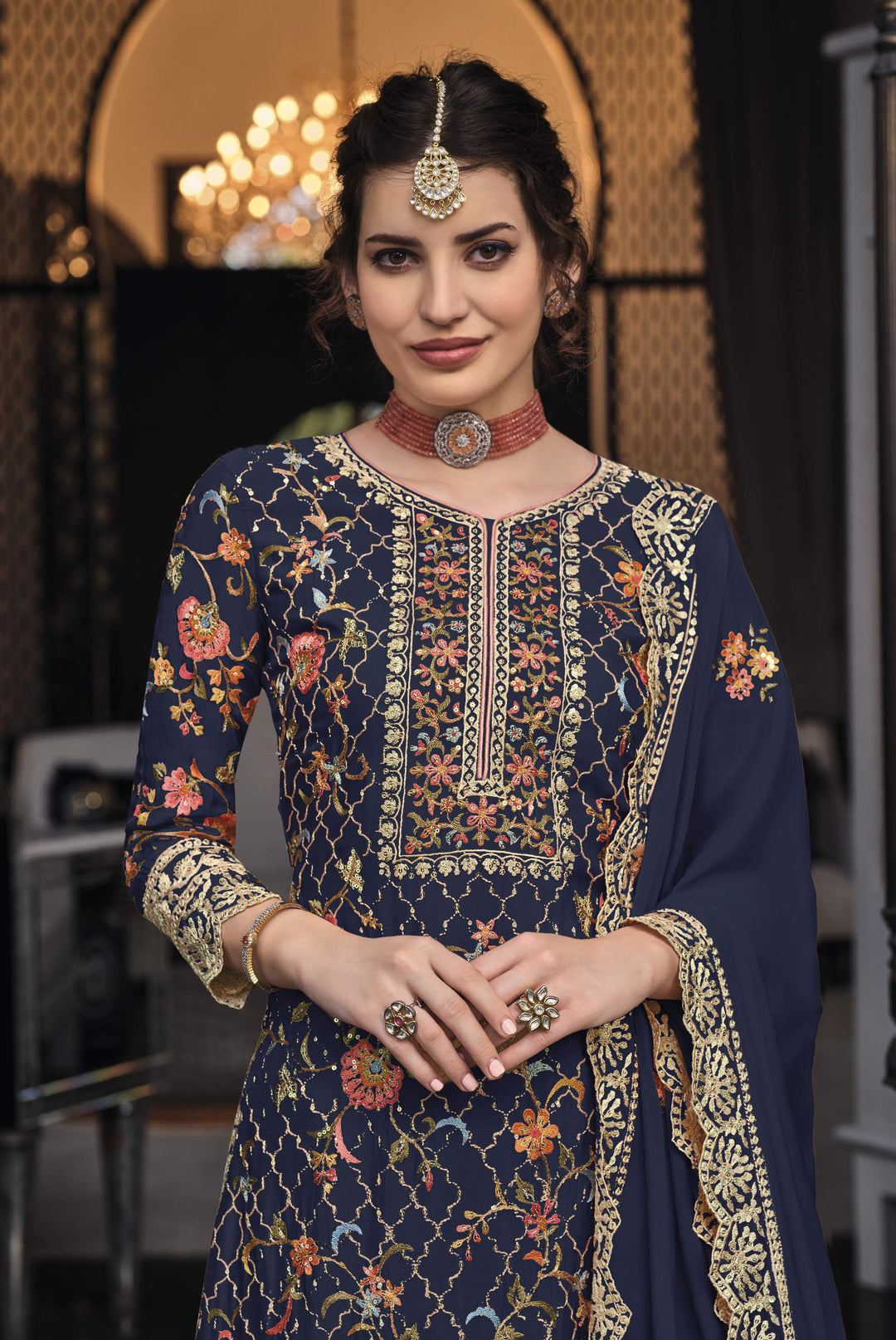 Readymade Captivating Blue Elegance Designer Salwar Kameez