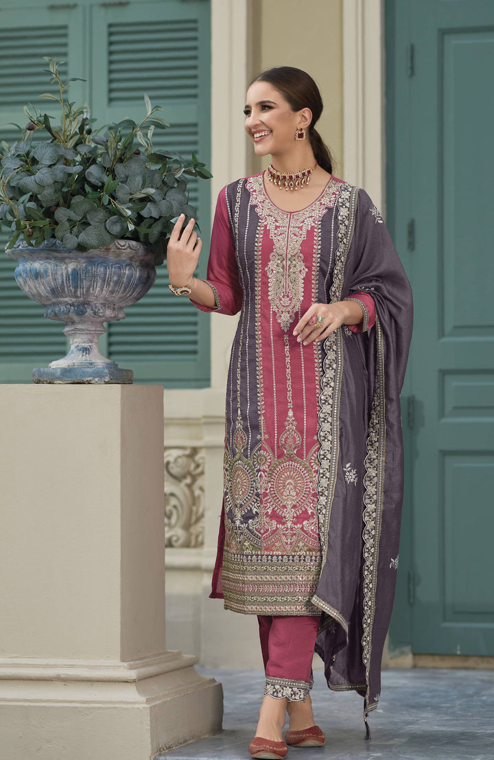 Readymade Party Wear Salwar Kameez in Purple Pink