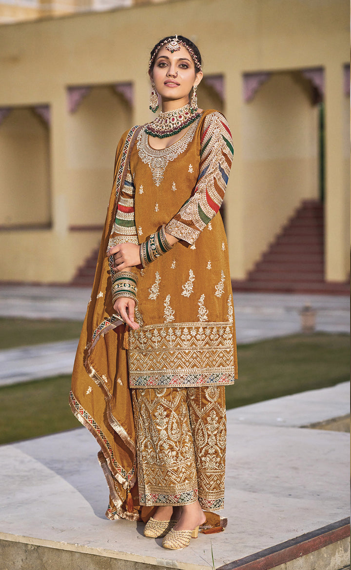 Readymade Elegant Yellow Designer Palazzo Salwar Kameez