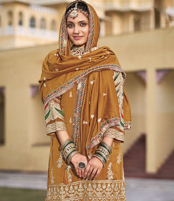 Readymade Elegant Yellow Designer Palazzo Salwar Kameez