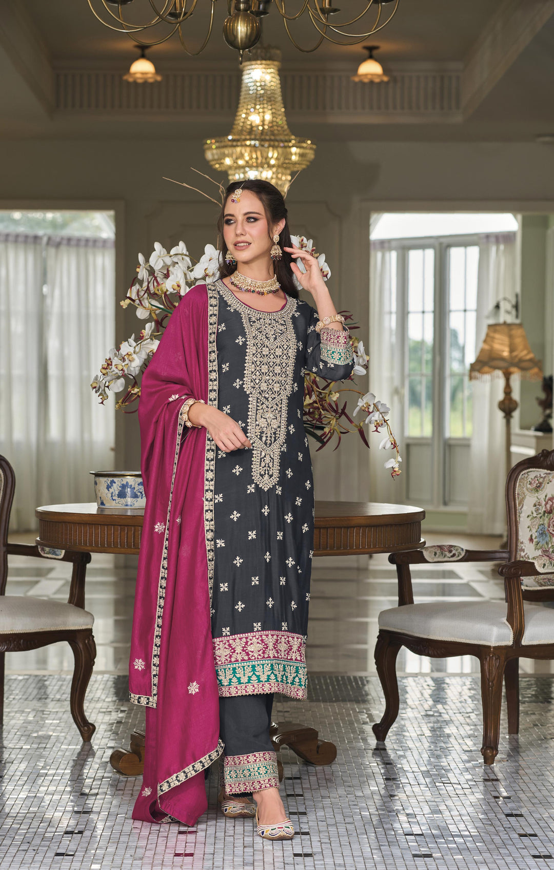 Readymade Elegant Black Designer Salwar Kameez