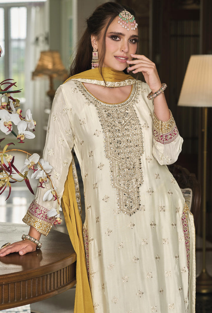 Readymade Elegant White Designer Salwar Kameez