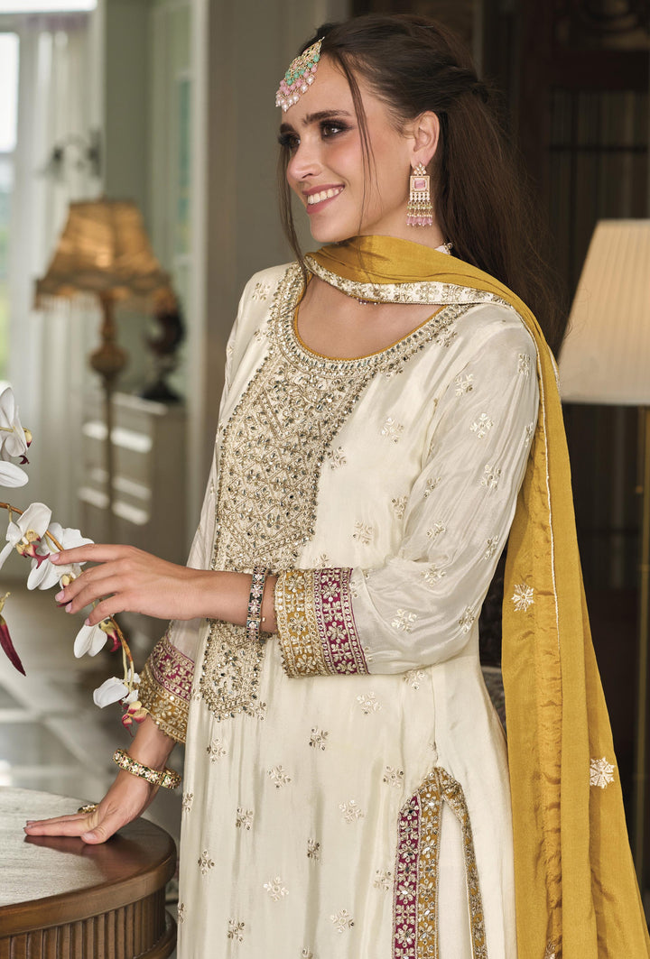 Readymade Elegant White Designer Salwar Kameez