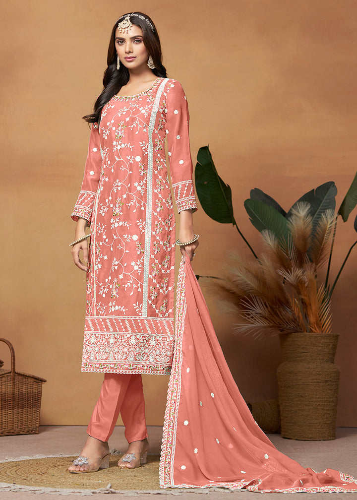 Readymade Peach Designer Salwar Kameez