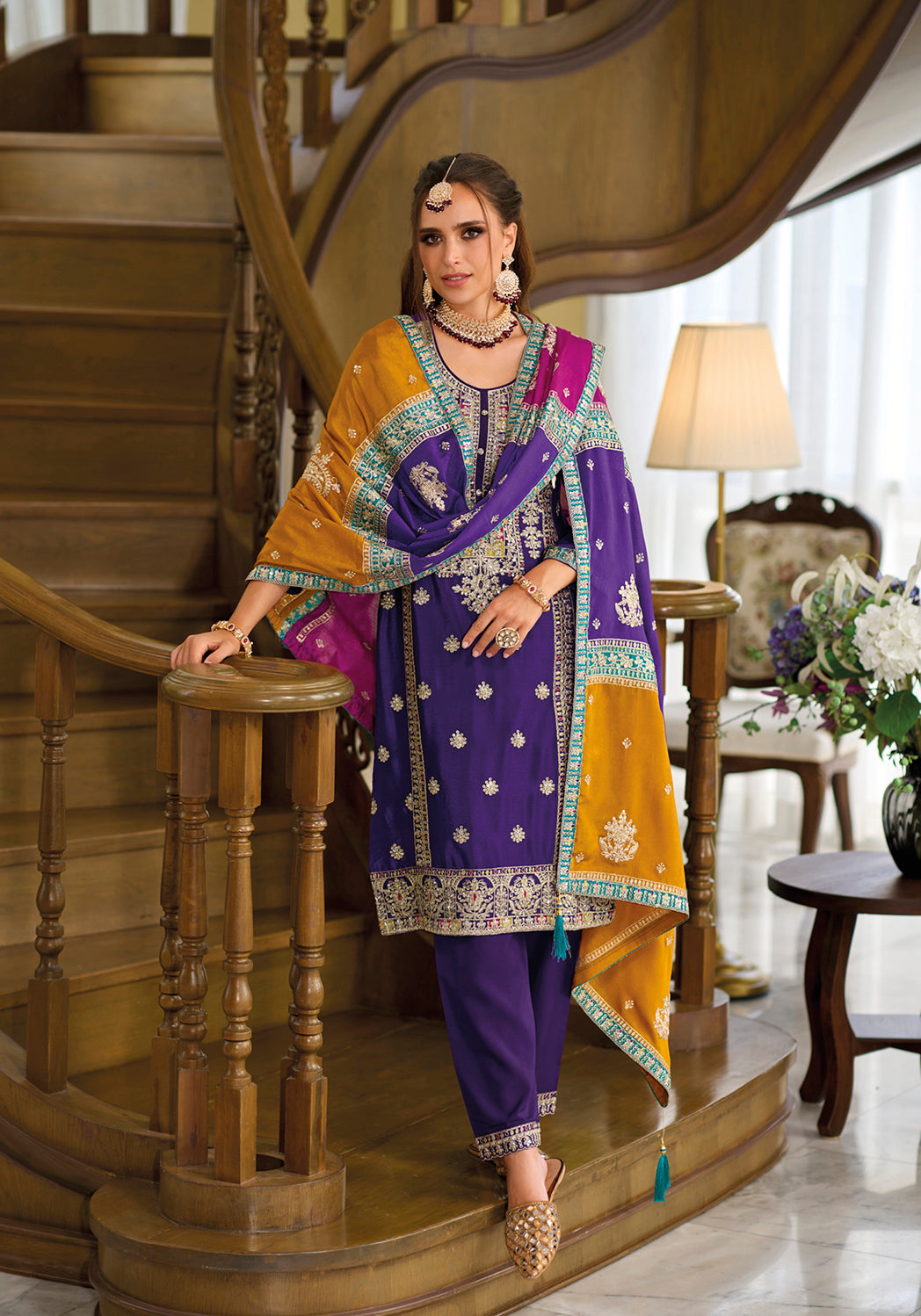 Readymade Elegant Purple Salwar Kameez