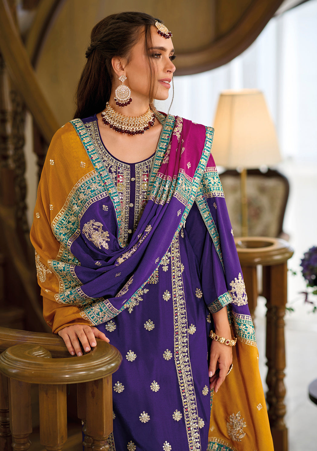 Readymade Elegant Purple Salwar Kameez