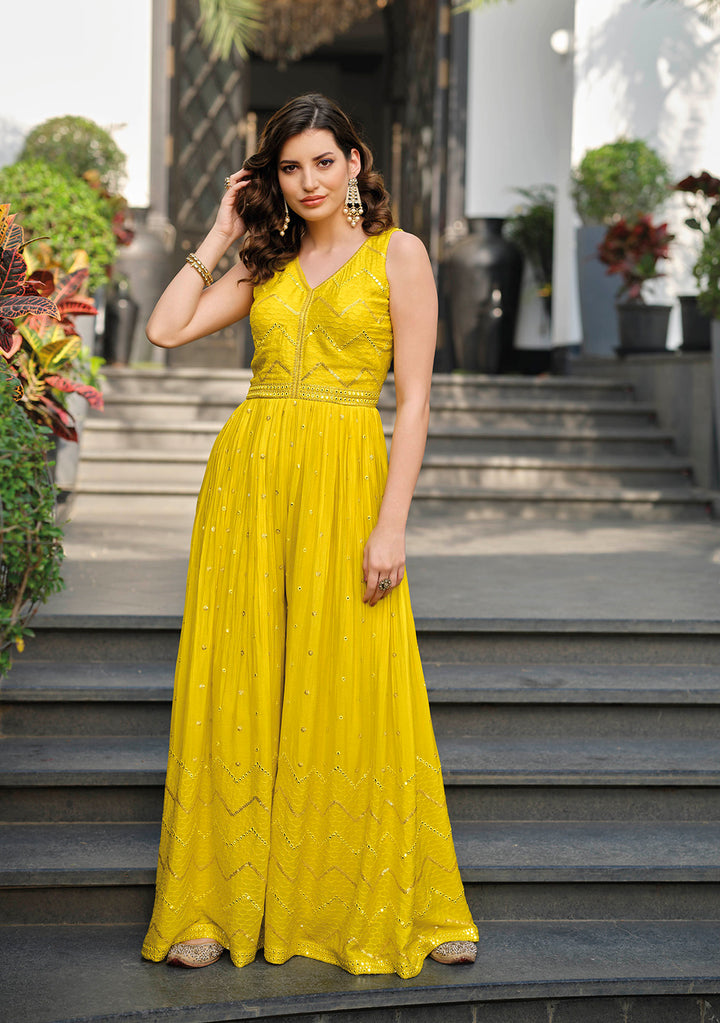 Designer Readymade Partywear yellow jump suit Salwar Kameez