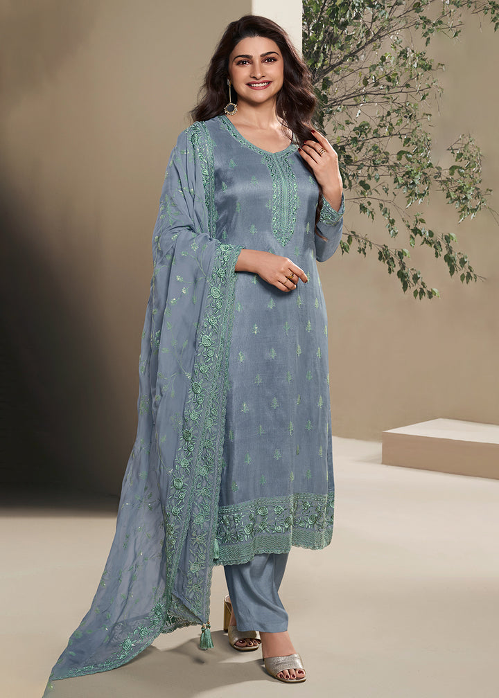 Readymade Elegant Grey Designer Salwar Kameez