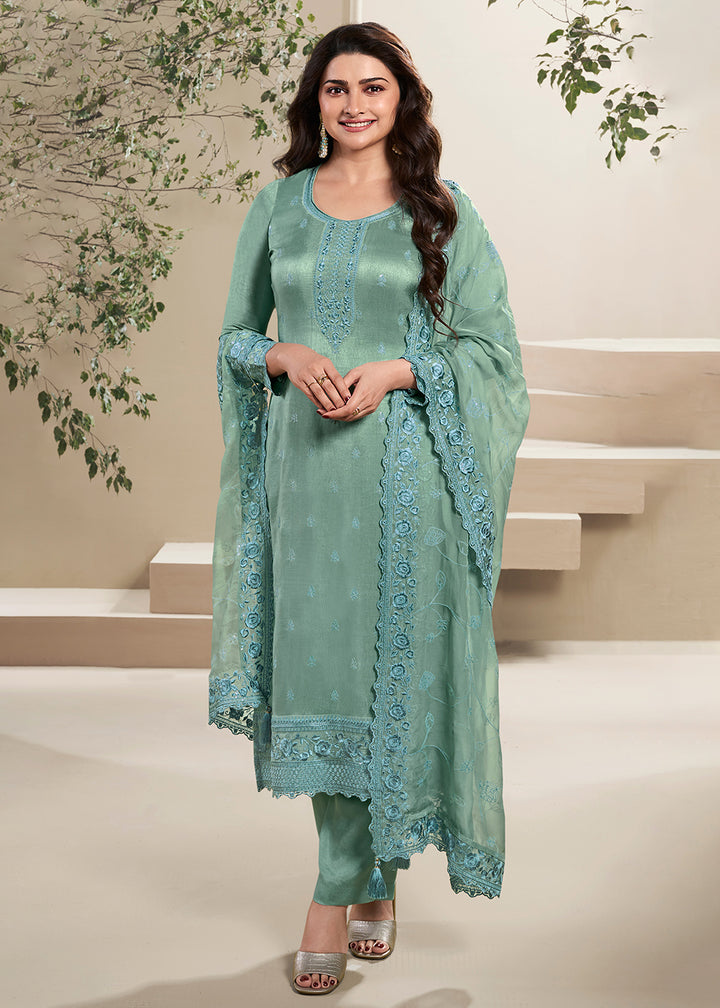 Readymade Exquisite Dusty Green Designer Salwar Kameez