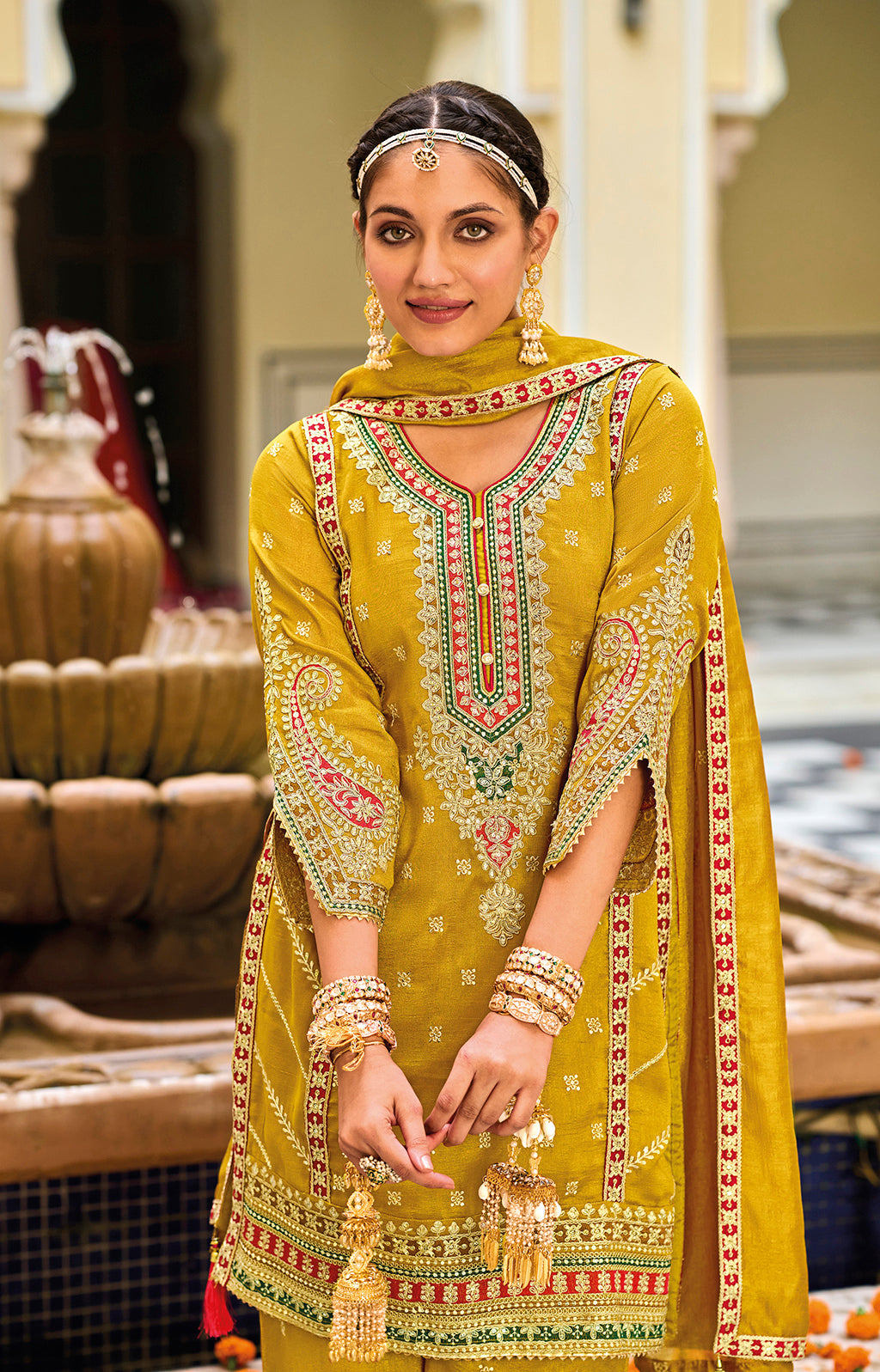 Readymade Sunny Yellow Radiance: Premium Silk Salwar Kameez