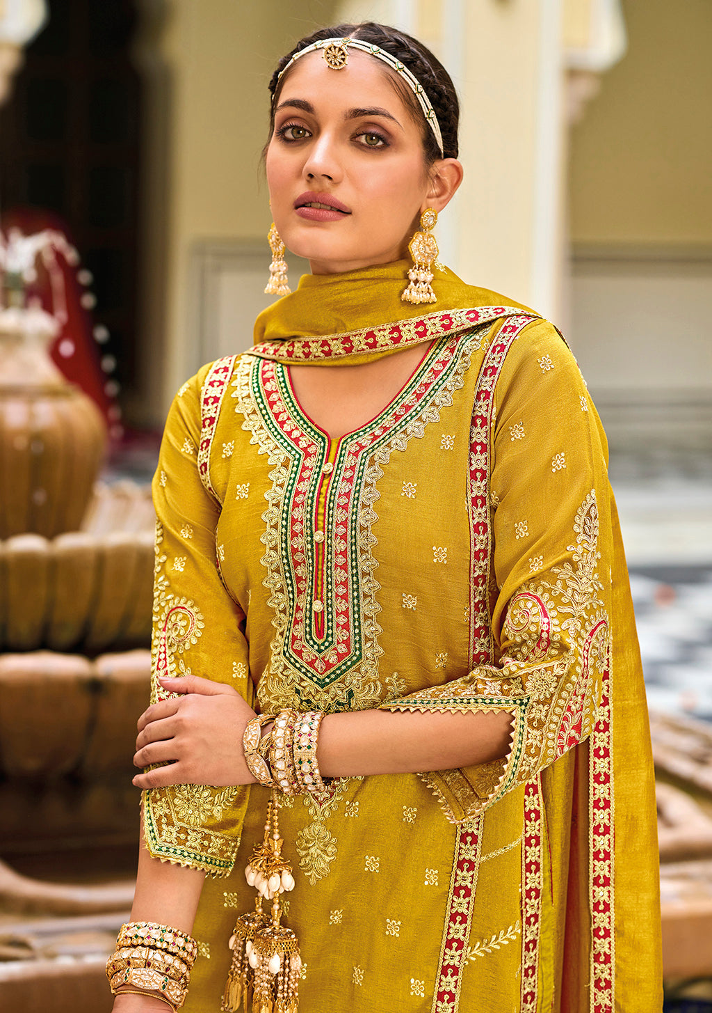 Readymade Sunny Yellow Radiance: Premium Silk Salwar Kameez