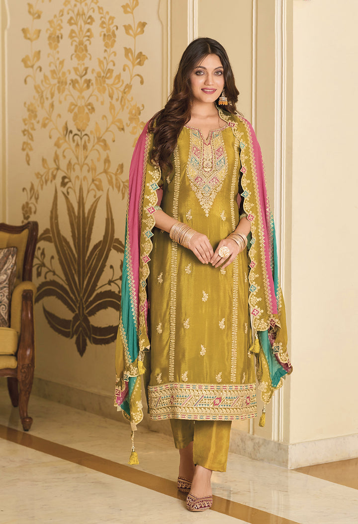 Readymade Yellow Premium Silk Salwar Kameez