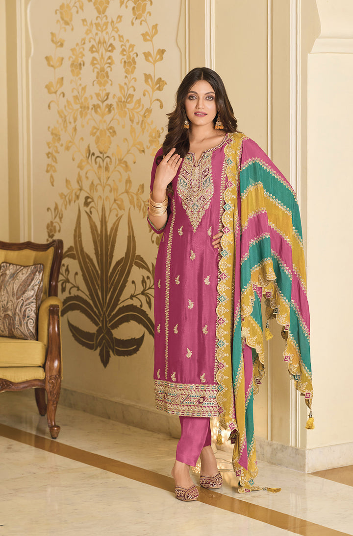 ReadymadeGraceful Pink Premium Silk Salwar Kameez