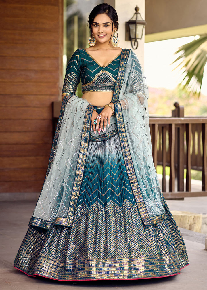 Readymade Elegant Rama Green Designer Lehenga Choli